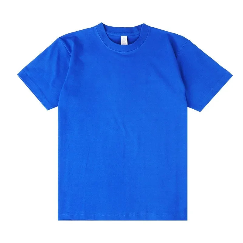 Men's 250g Combed Cotton T-Shirt | Heavyweight Solid Color O-Neck Short Sleeve Tee | Loose Casual Fit | XS–2XL