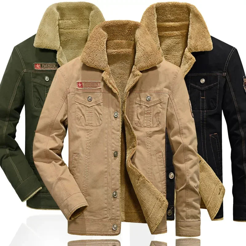 Men's Cozy & Stylish: Men's Winter Denim Jacket with Lamb Fur-Perfect for Cold Weather Comfort.