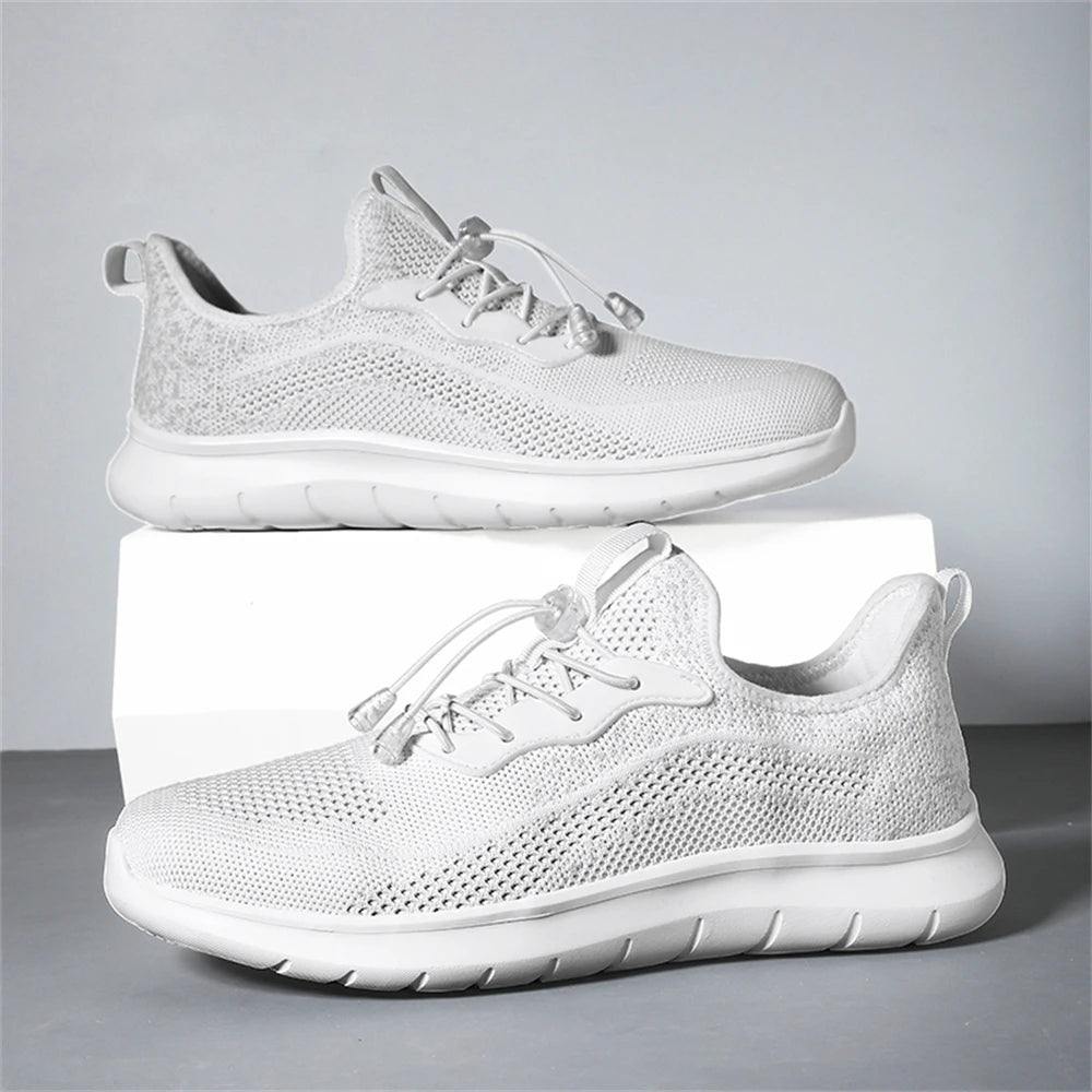 Men's WQT Flyknit Elastic Slip-On Sneakers – Lightweight Breathable Mesh Running Style Shoes with EVA Sole