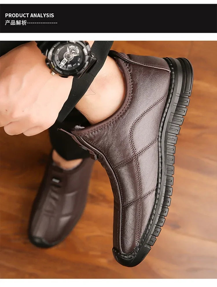 Men's Waterproof Winter Boots - Warm Non-Slip Platform Shoes