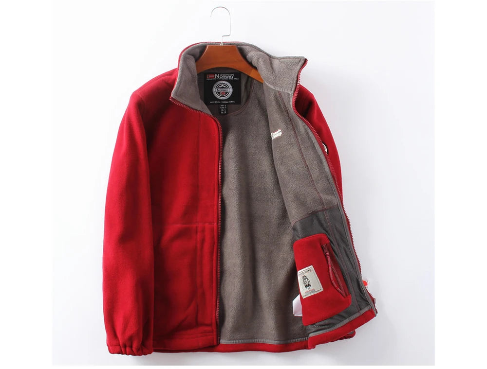 Men's DIMUSI Polartec Fleece Windbreaker Jacket - Experience Ultimate Warmth for Winter Adventures.