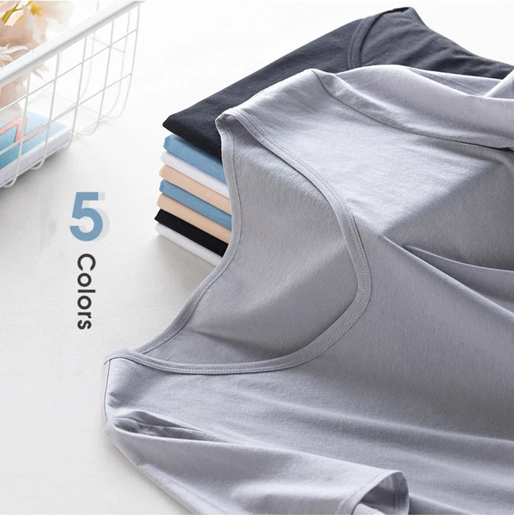 Eesswel Women's V-Neck Silk-Blend T-Shirt | Soft Breathable Summer Tee | Casual Short Sleeve Solid Top – Multiple Colors