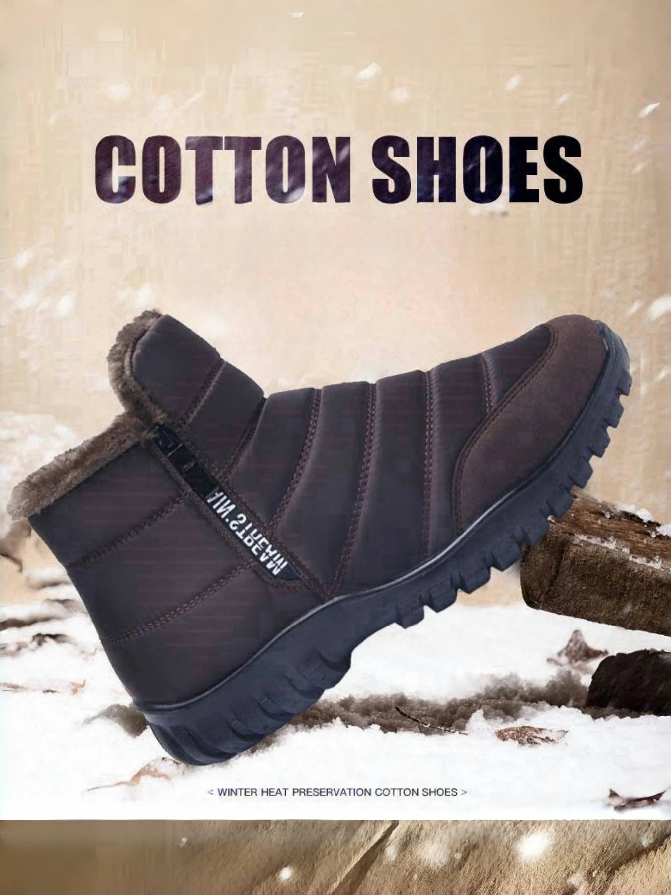 Men's Waterproof Winter Snow Boots – Faux Wool Lined Mid-Calf Zip Ankle Boot | Sizes 6.5–12