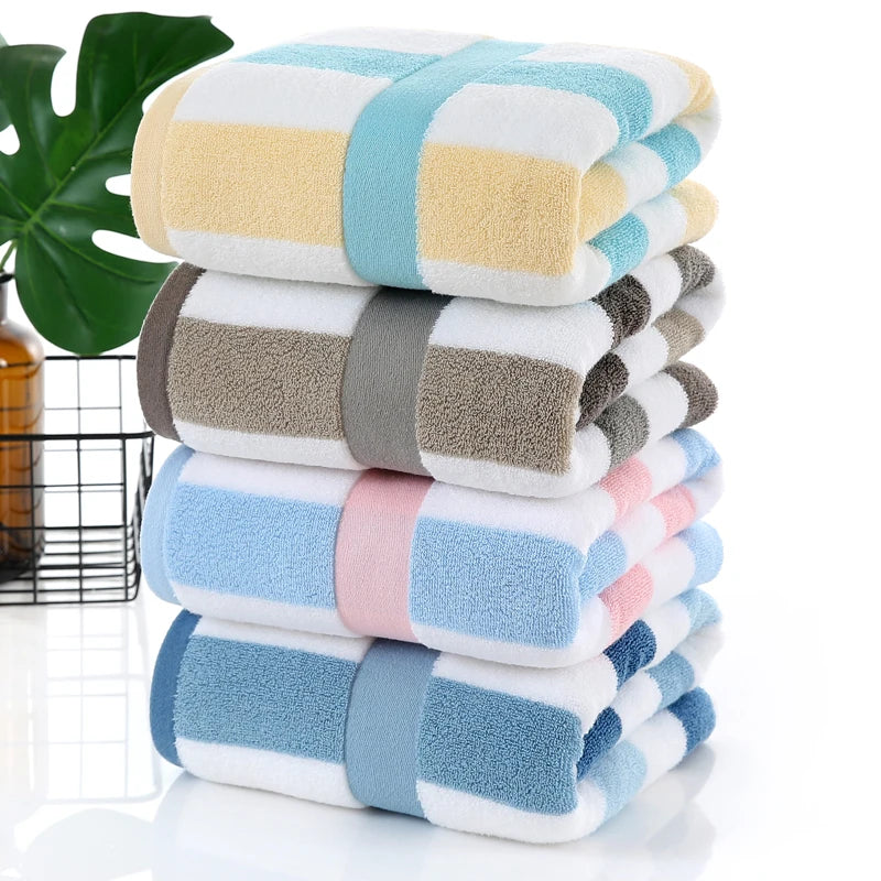 Premium Striped Microfiber Bath Towel - Ultra Absorbent, Quick-Dry & Eco-Friendly