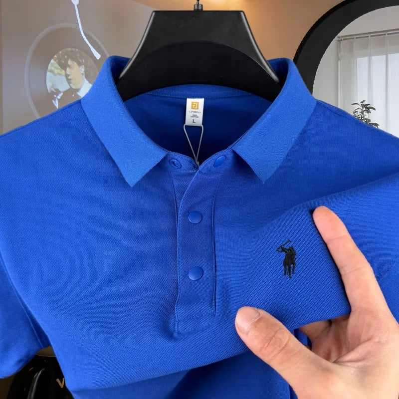Men's 100% Cotton Short Sleeve Polo Shirt – Embroidered Pony, Breathable Summer Golf Top, Sizes M–4XL, 20+ Colors