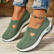 Women's Lightweight Knit Walking Sneakers - Breathable Low-Top Athletic Shoes