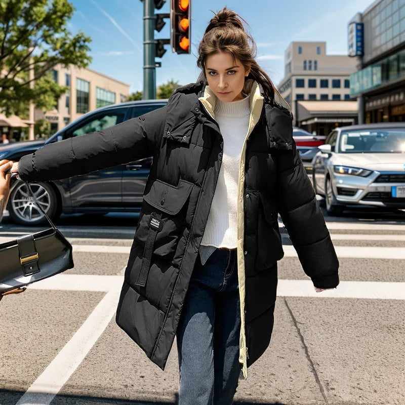 Women's 2024 Hooded Cotton Padded Parka Jacket-Long & Stylish