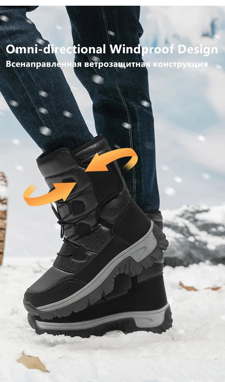 Women's Plush-Lined Waterproof Snow Boots - Platform Winter Hiking Ankle Boots