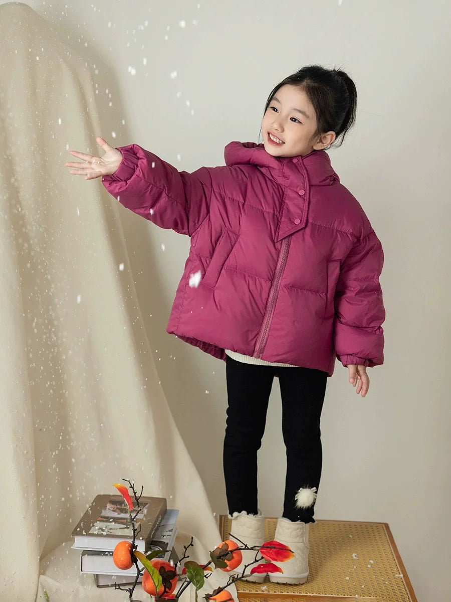 Unisex Kids Hooded Down Puffer Jacket - Warm Winter Coat for Boys & Girls (3-12 Years)