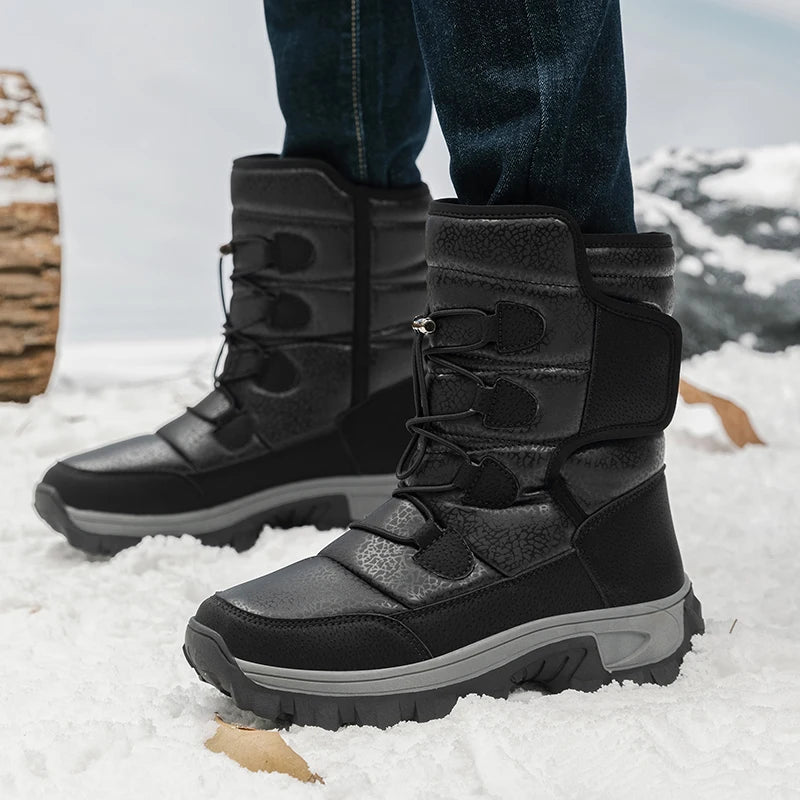 Women's Plush-Lined Waterproof Snow Boots - Platform Winter Hiking Ankle Boots