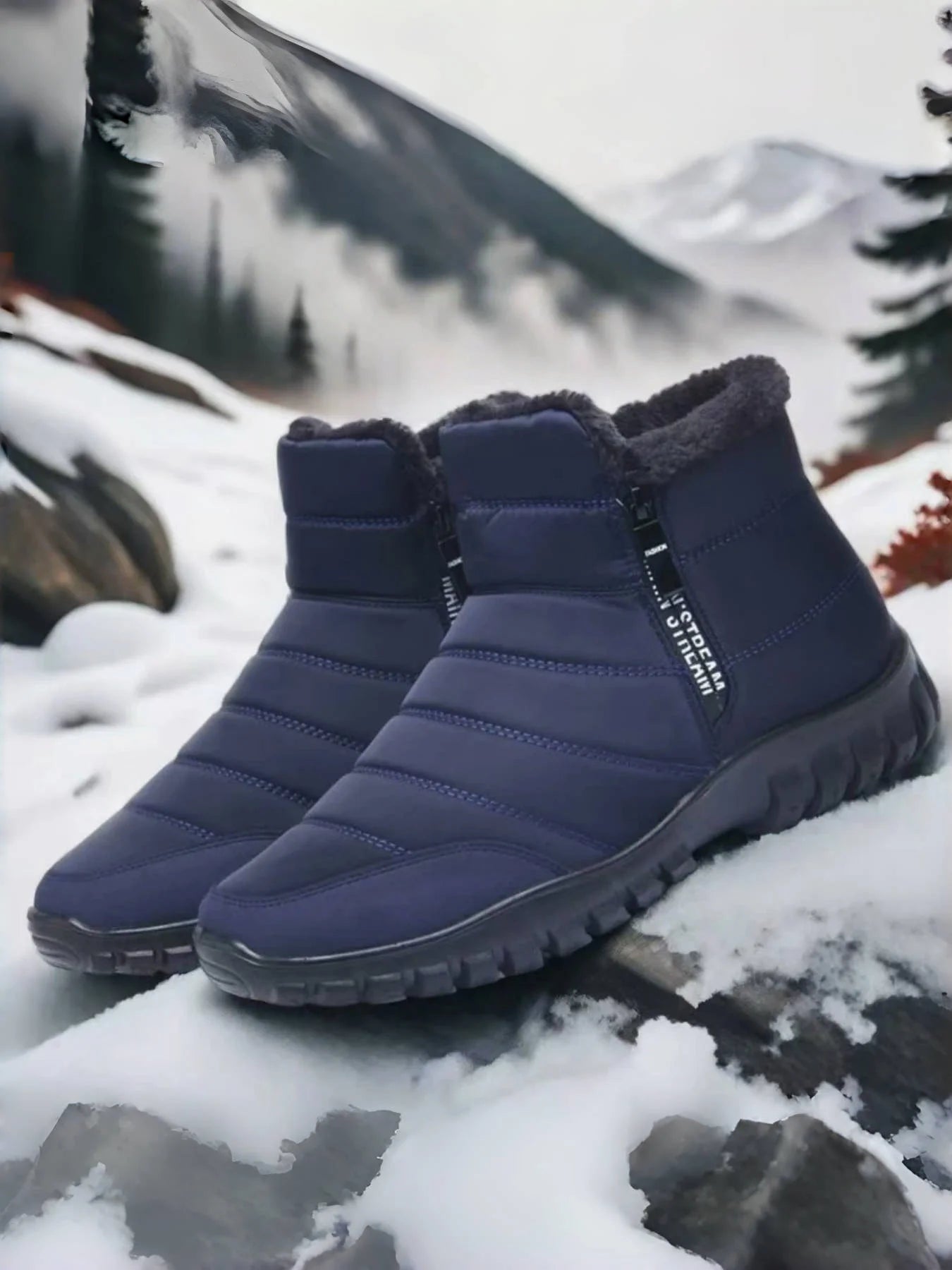 Men's Waterproof Winter Snow Boots – Faux Wool Lined Mid-Calf Zip Ankle Boot | Sizes 6.5–12
