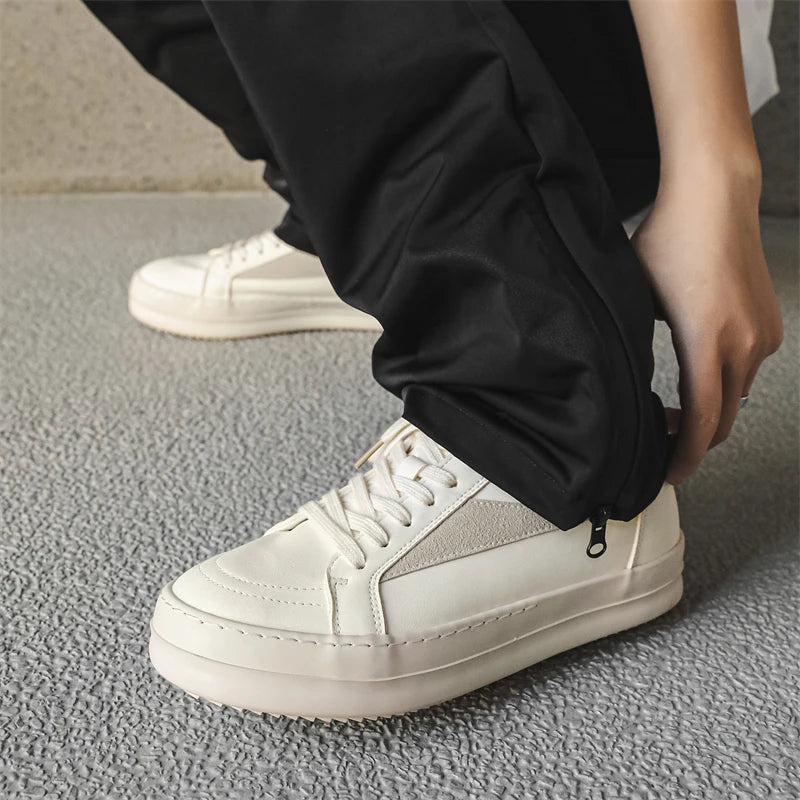 Men's Lace-Up Platform Sneakers — Breathable Microfiber Casual Shoes | Lightweight Anti-Odor Street Style Trainers
