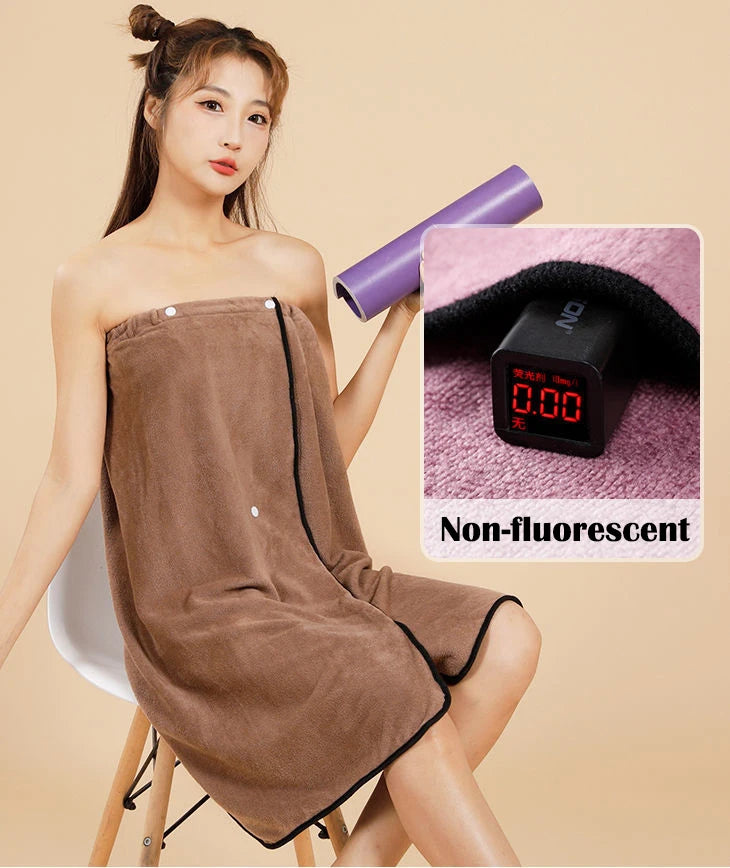 Premium Spa Towel Wrap Robe - Soft & Absorbent Cotton/Polyester, Quick-Dry & Wearable