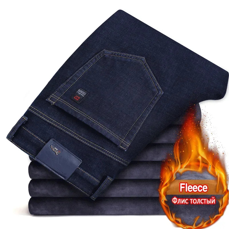 Men's Warm Fleece-Lined Jeans: Stylish Comfort for Winter!"