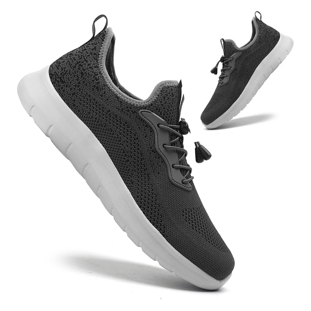 Men's WQT Flyknit Elastic Slip-On Sneakers – Lightweight Breathable Mesh Running Style Shoes with EVA Sole