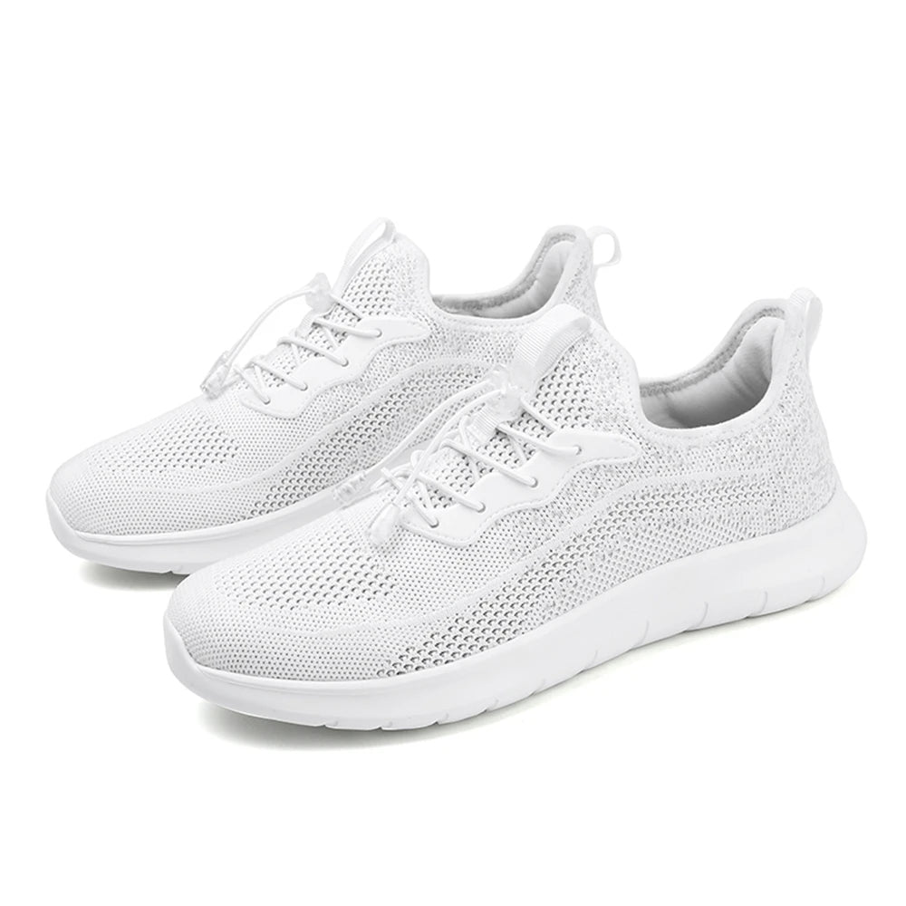 Men's WQT Flyknit Elastic Slip-On Sneakers – Lightweight Breathable Mesh Running Style Shoes with EVA Sole