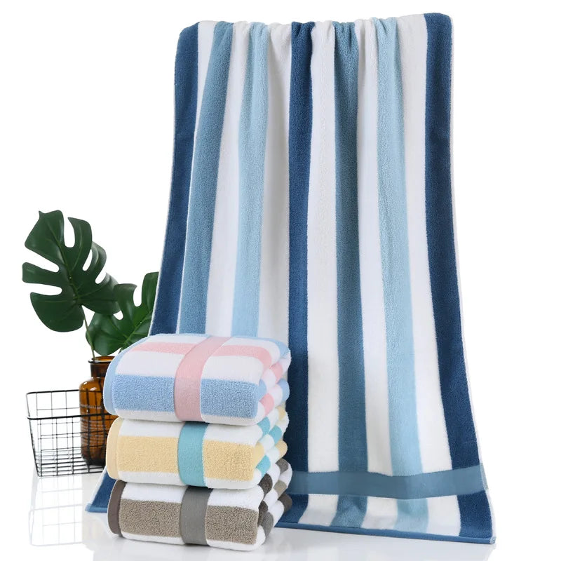 Premium Striped Microfiber Bath Towel - Ultra Absorbent, Quick-Dry & Eco-Friendly