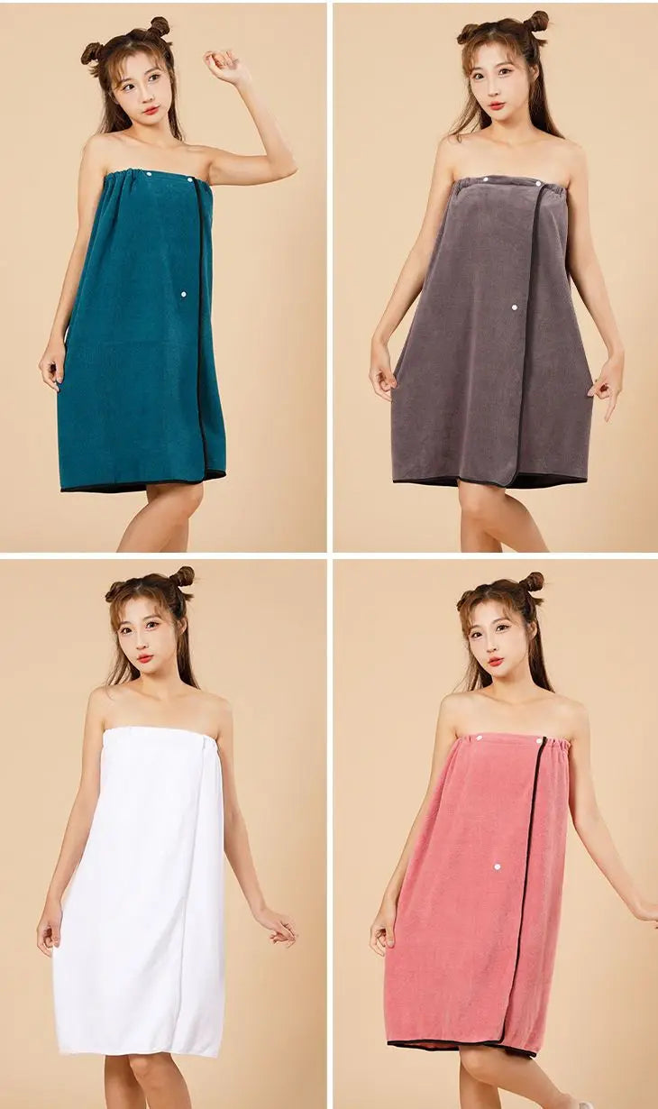 Premium Spa Towel Wrap Robe - Soft & Absorbent Cotton/Polyester, Quick-Dry & Wearable