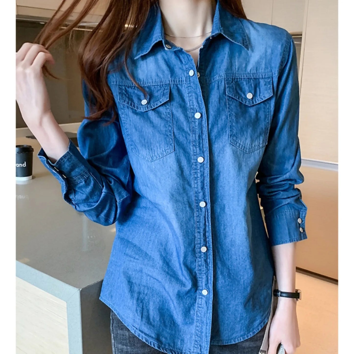 Women's Casual Button-Down Blouse | Slim Fit Printed Shirt for Party & Everyday Wear.
