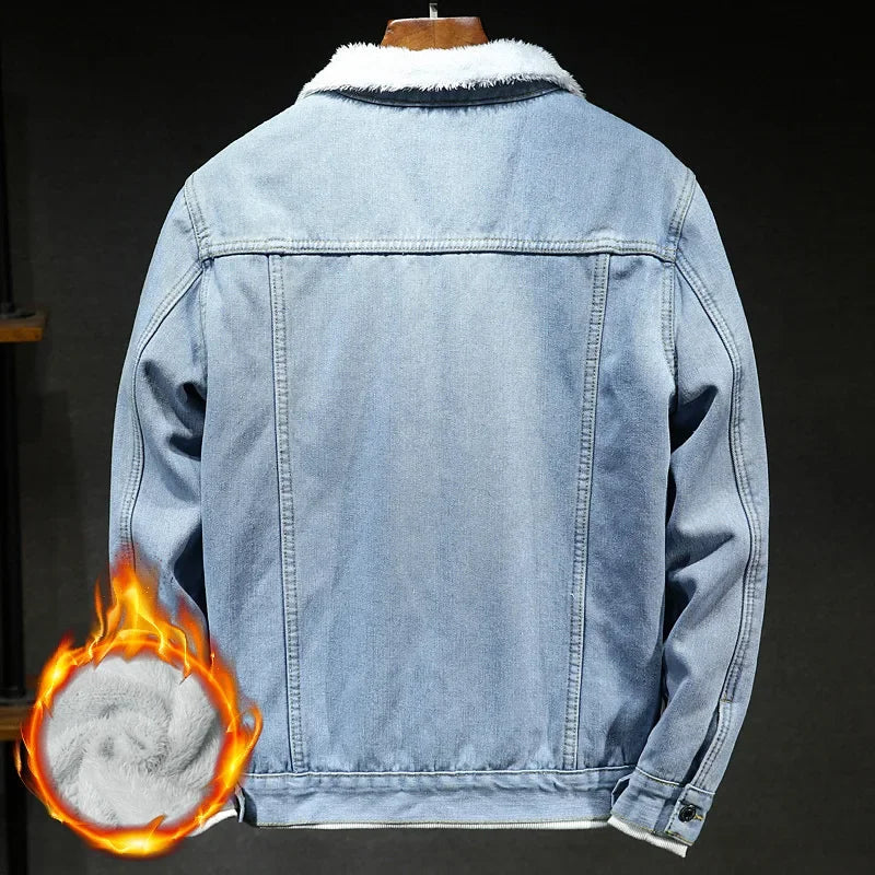 Men's Washed Denim Jacket - Casual Single Breasted Cardigan with Turn Down Collar & Pockets