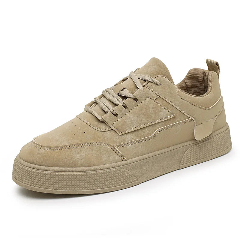 YBQJOO Men's Classic Board Sneakers – Breathable Hard-Wearing Lace-Up Casual Shoes | Round Toe Flat Heel | Black, White, Grey & Beige | Spring/Autumn