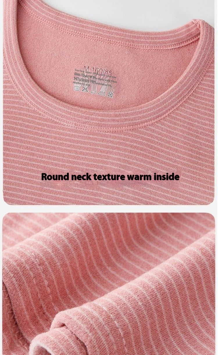 Women's Luxurious Cashmere Silk Striped Thermal Suit for Ultimate Comfort – Fall & Winter Bottoming Underwear"