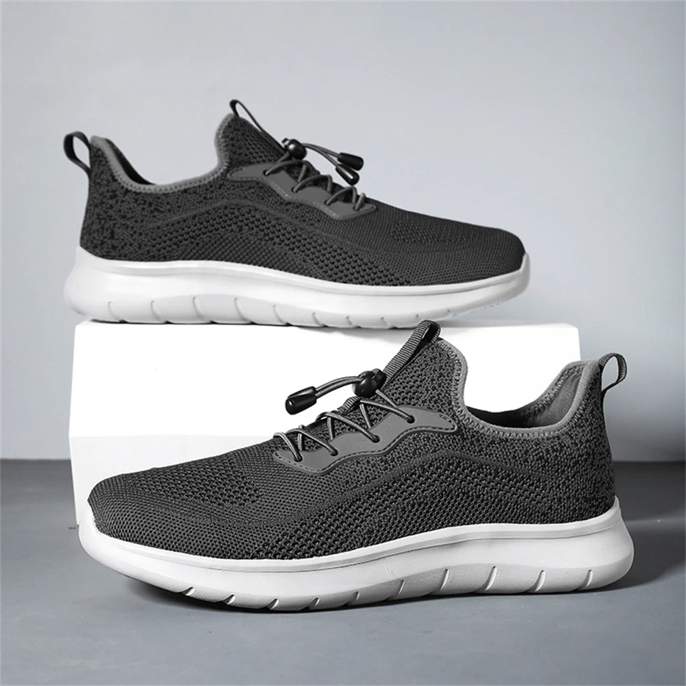 Men's WQT Flyknit Elastic Slip-On Sneakers – Lightweight Breathable Mesh Running Style Shoes with EVA Sole