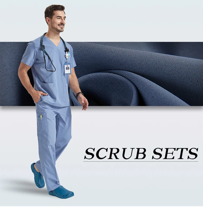 Men's Breathable Medical Scrubs Set - Stylish Hospital Nursing Uniforms for Doctors & Nurses