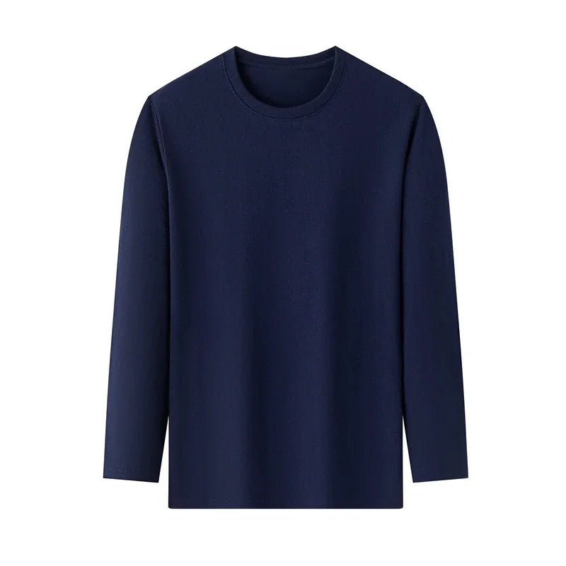 ASJP Men's 100% Cotton Long Sleeve Shirt | Breathable Casual Crew Neck Top for Summer & Everyday Wear