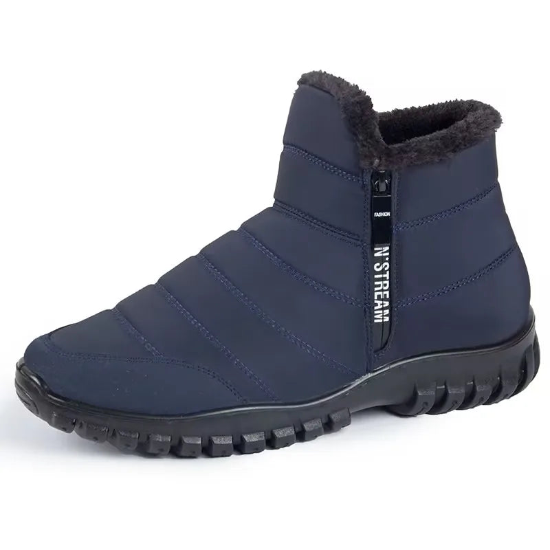 Men's Waterproof Winter Snow Boots – Faux Wool Lined Mid-Calf Zip Ankle Boot | Sizes 6.5–12