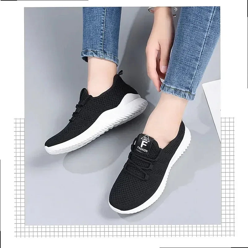 Women's Breathable Air Mesh Sneakers – Lightweight Lace-Up Casual Walking Shoes, True to Size | Ships from US