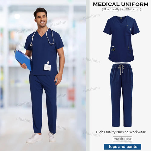 Men's Wholesale Medical Uniforms Scrub Top Pants Sets Nurse Doctor Work