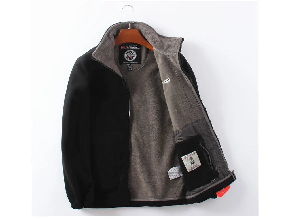 Men's DIMUSI Polartec Fleece Windbreaker Jacket - Experience Ultimate Warmth for Winter Adventures.