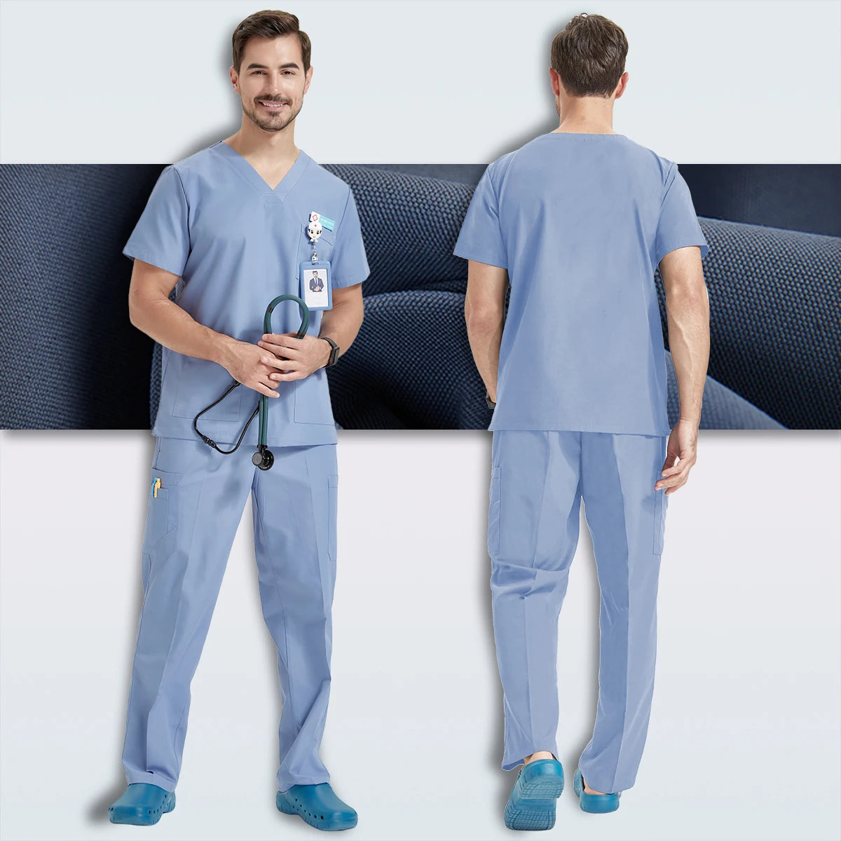 Men's Breathable Medical Scrubs Set - Stylish Hospital Nursing Uniforms for Doctors & Nurses