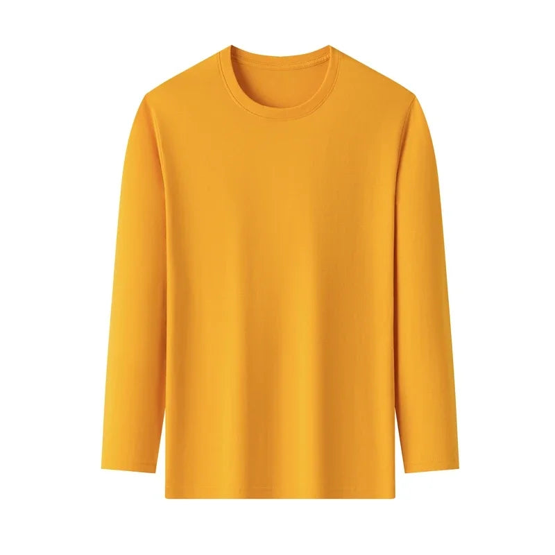 ASJP Men's 100% Cotton Long Sleeve Shirt | Breathable Casual Crew Neck Top for Summer & Everyday Wear