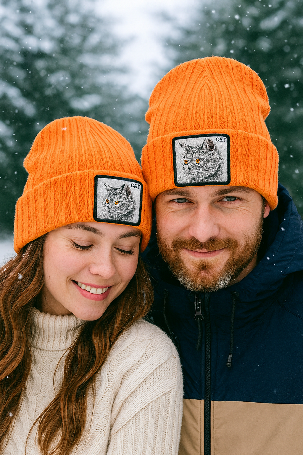 Unisex K KISSBAOBEI Solid Color Knitted Beanie with Patch