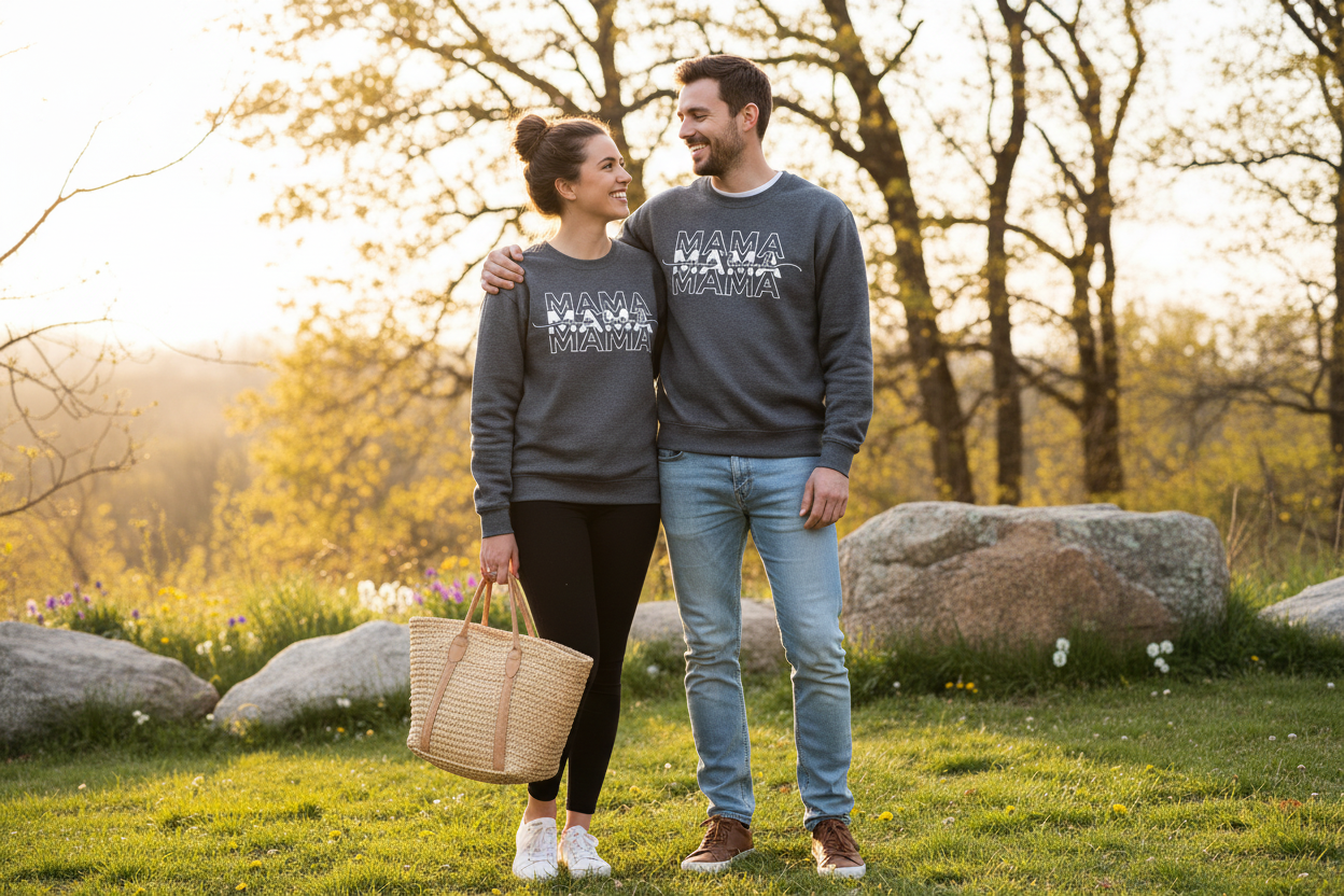Unisex One Loved Mama Graphic Sweatshirt - Retro Typography Crewneck - Lightweight Microfiber"