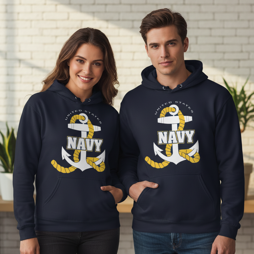 Unisex Premium Navy Hoodie | 50/50 Cotton Poly Blend Sweatshirt