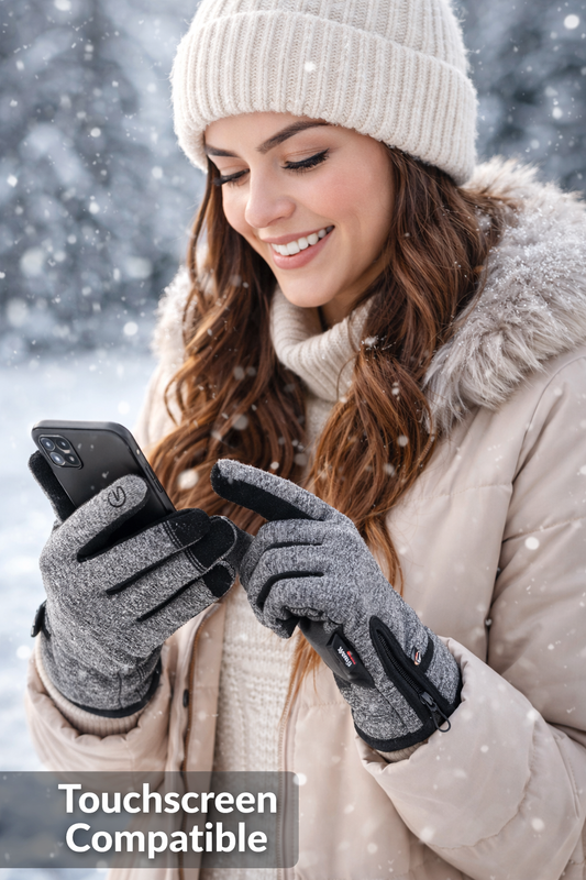Unisex Windproof Winter Gloves - Warm Fleece-Lined Polyester-Nylon Blend for Cold Weather Activities