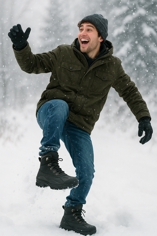 Men's Premium Nylon Winter Boots - Lace-Up Waterproof Insulated