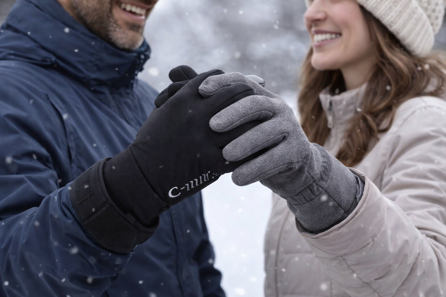 Unisex Winter Touchscreen Gloves - Windproof Thermal Gloves with Reflective Strips & Anti-Slip Grip