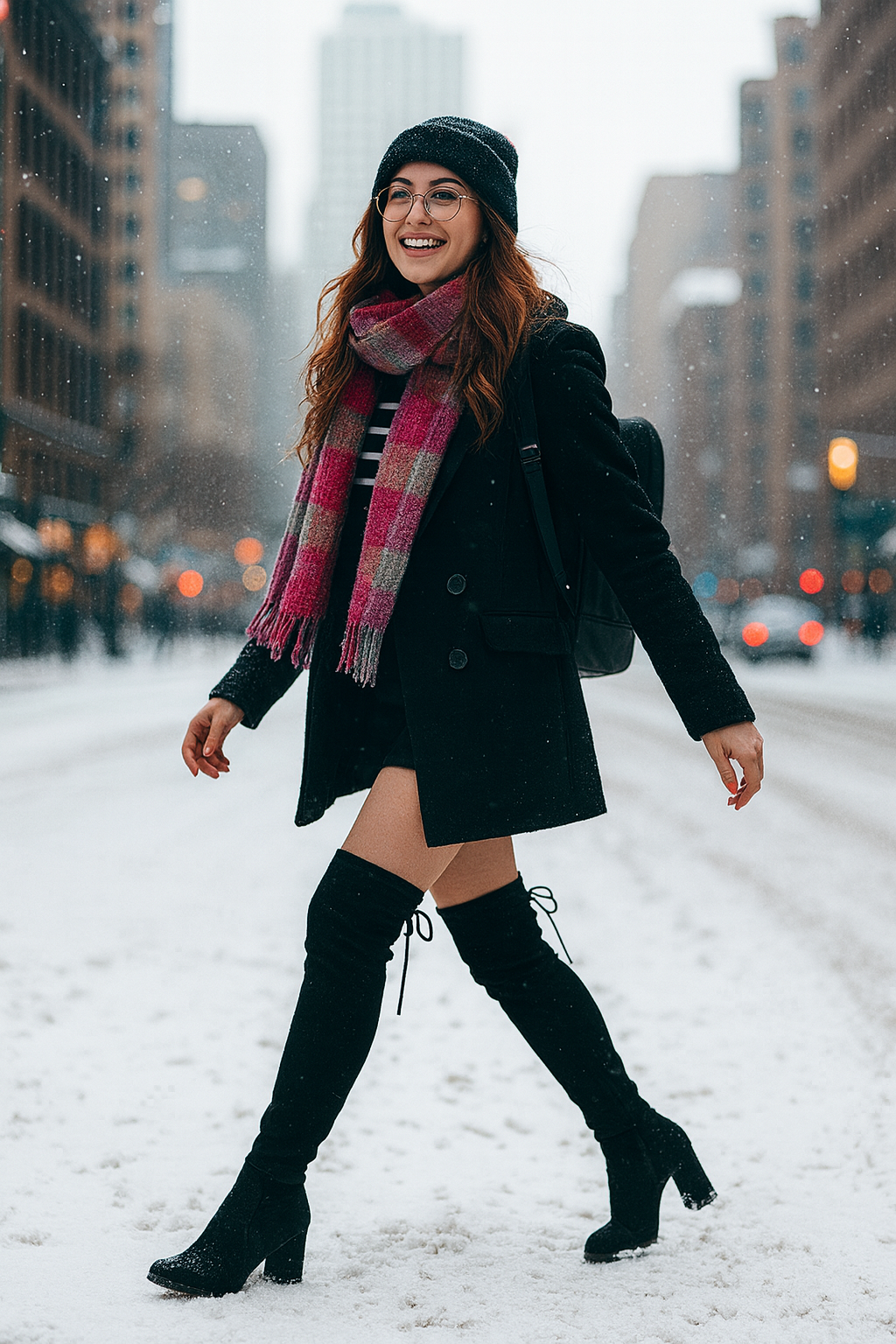 Women's Thick Black Over-the-Knee Boots for Fall/Winter"