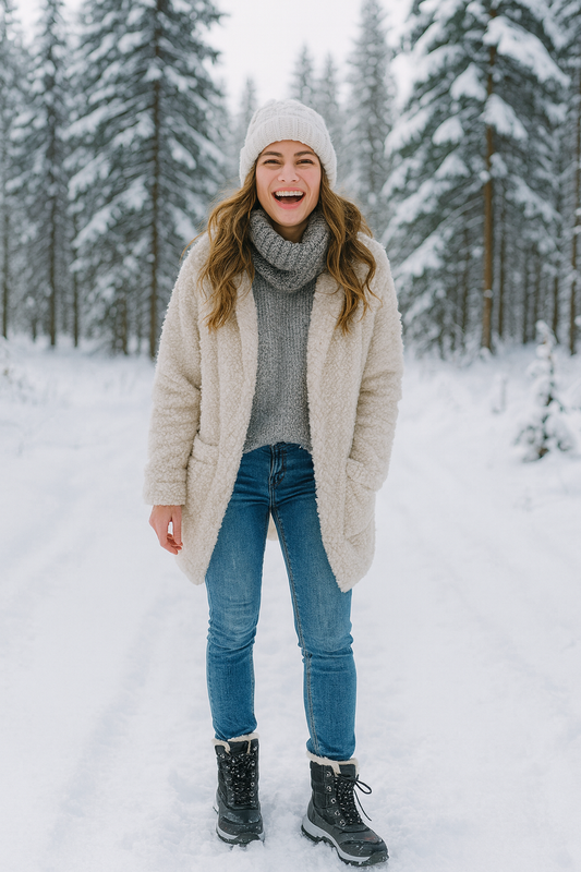 Women's Warm Waterproof Lace-Up Winter Snow Boots"