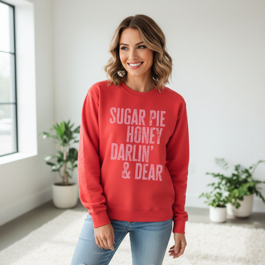 Women's Coral Sugar Pie Sweatshirt - Soft Crewneck Pullover | Anti-Pill Cotton Poly Fleece