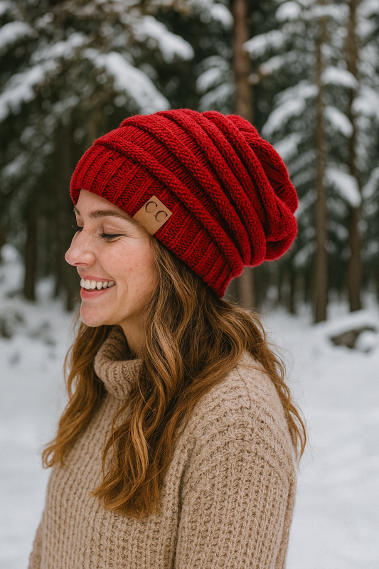Women's Stylish Slouchy Beanie - Warm Knit Winter Hat