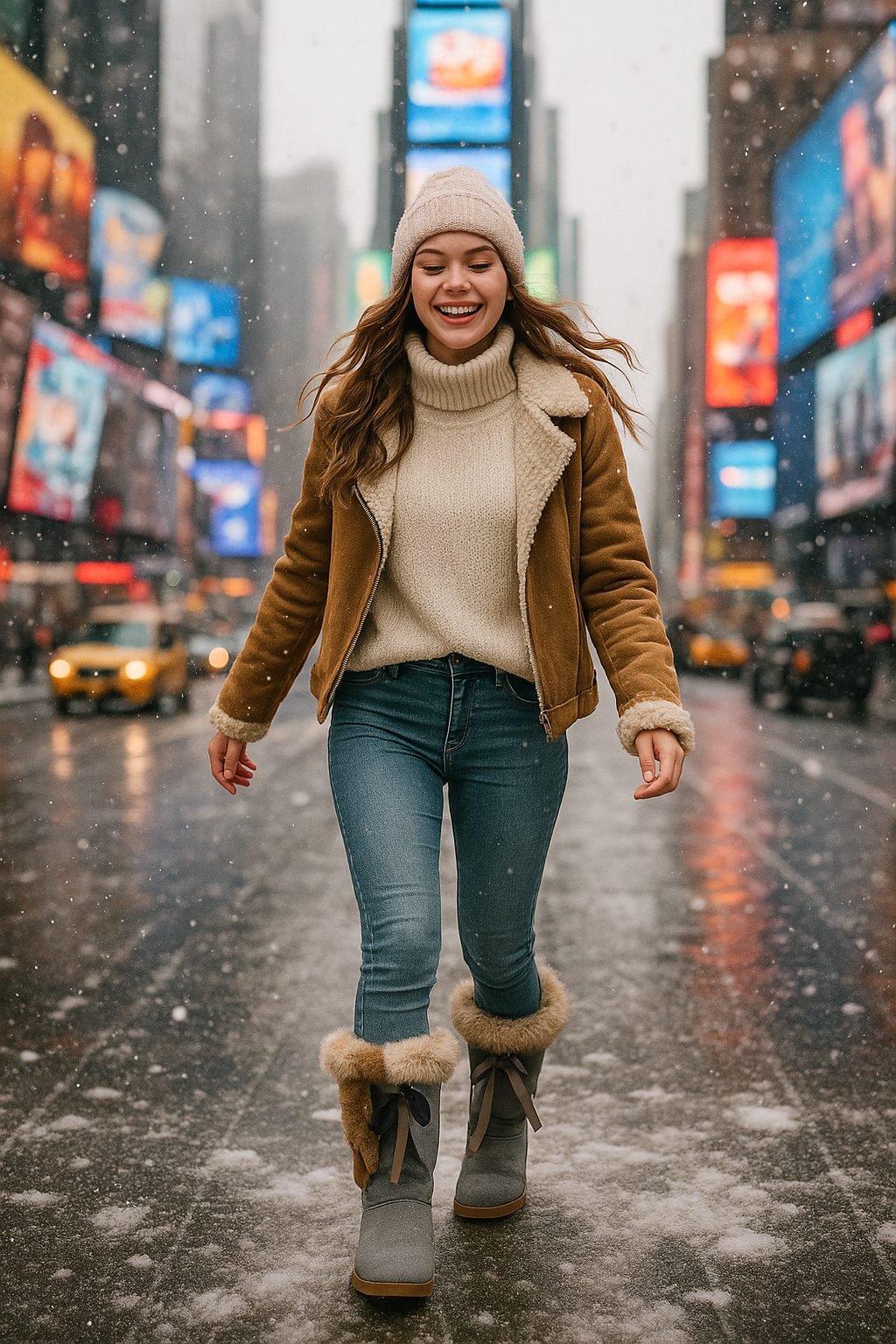 Women's Nubuck Lace-Up Snow Boots - Big Size Cotton Booties