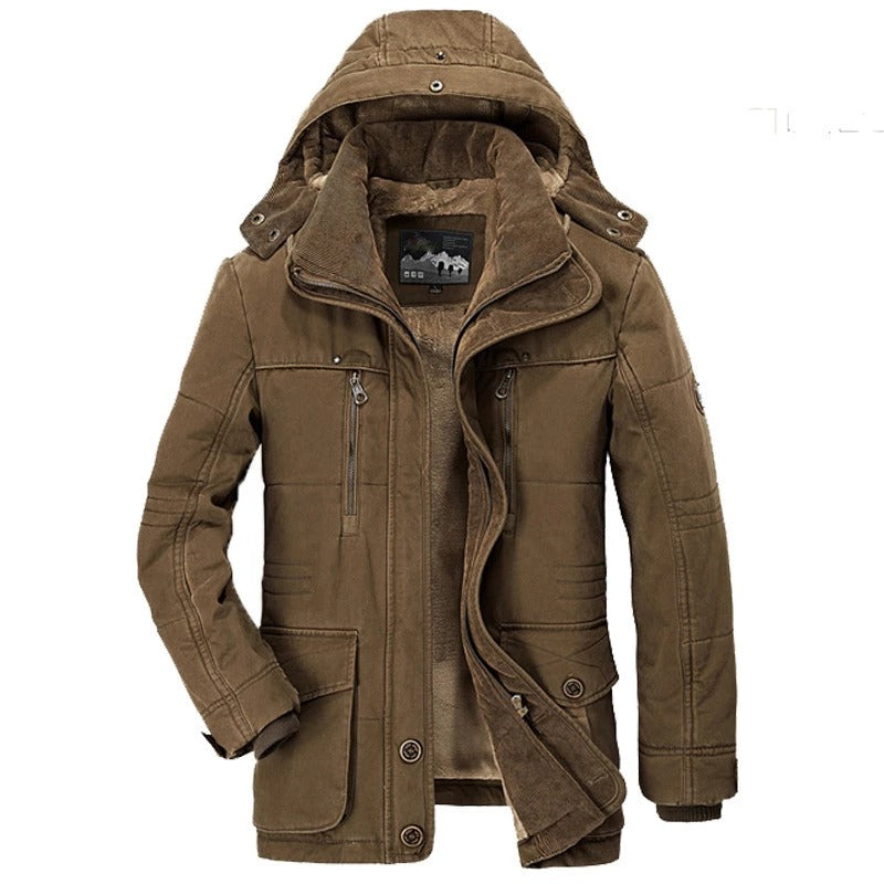 Men's Hooded Winter Parka with Fleece Lining