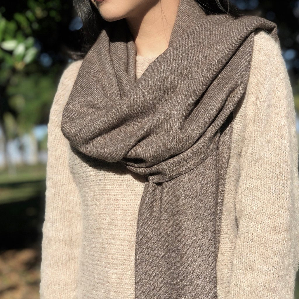 Unisex Cashmere Scarf - Handloomed Himalayan Espresso Brown