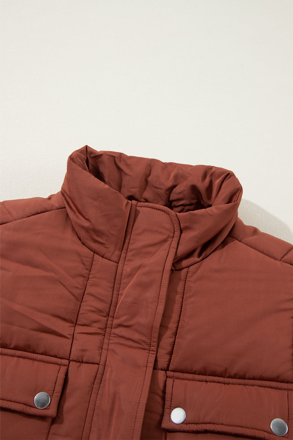 Women's Quilted Puffer Coat - Stand Collar Zip-Up Winter Jacket | Warm Outerwear"