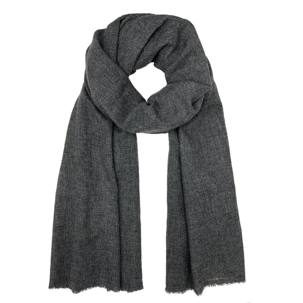Unisex Himalayan Cashmere Scarf - Handloomed Charcoal Premium